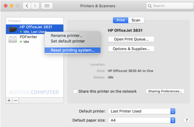 cara menghapus malware dari printer HP di mac